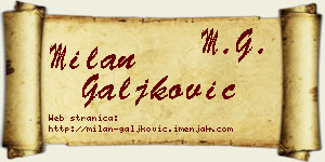 Milan Galjković vizit kartica